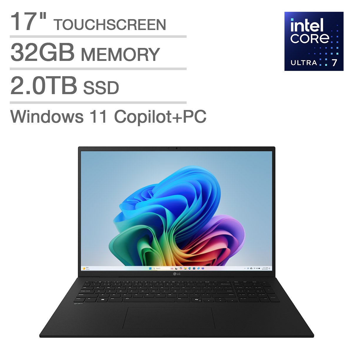 LG gram 17-inch Copilot+ PC, Thin and Lightweight Laptop with Intel Core Ultra 7 Processor