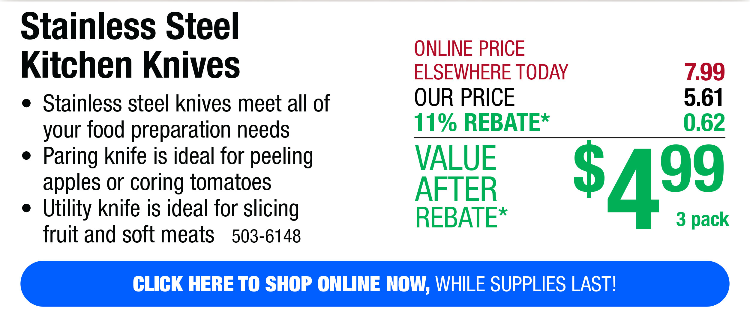 Stainless Steel Kitchen Knives - Free Shipping To Store!