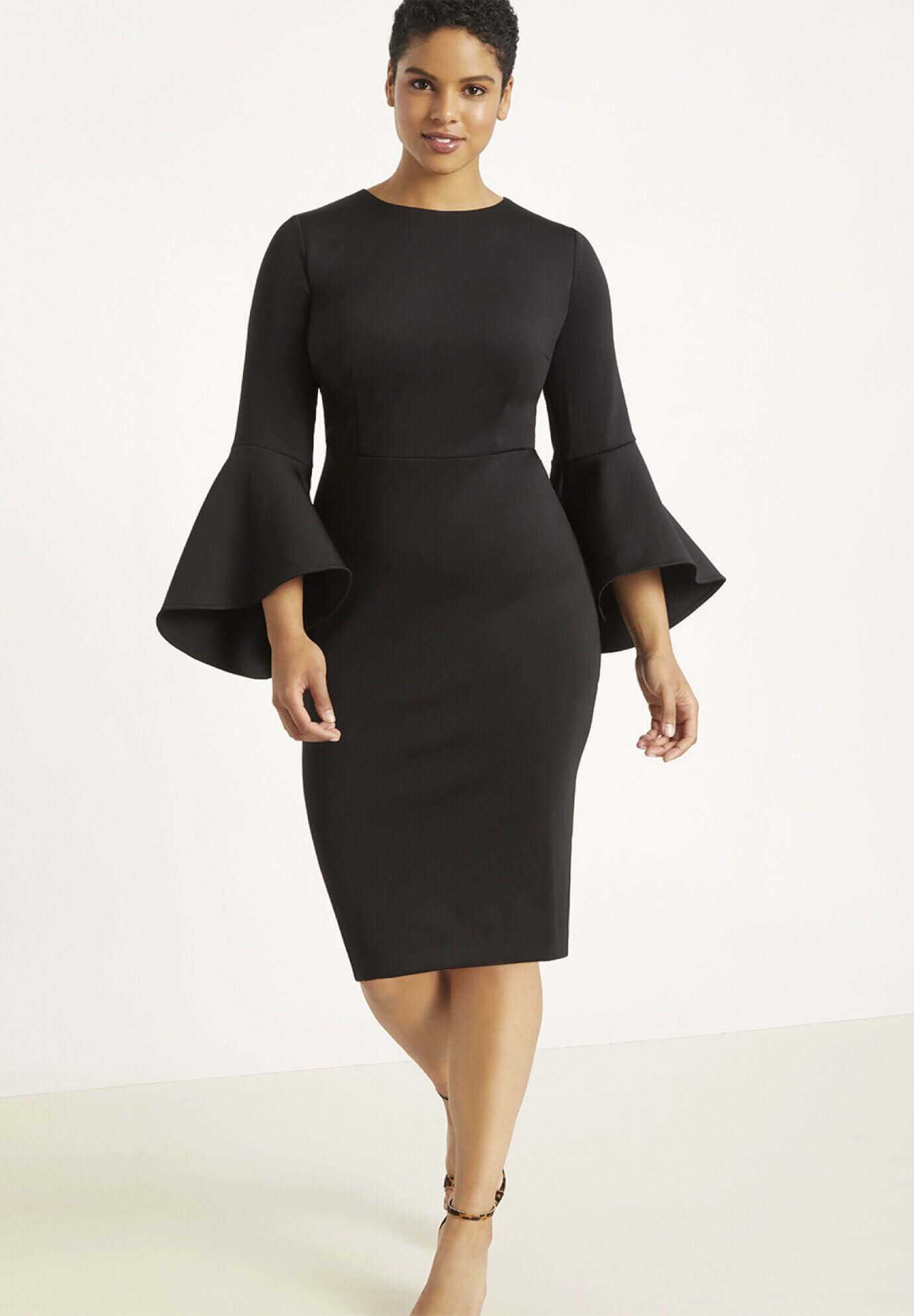 Flare Sleeve Scuba Dress﻿