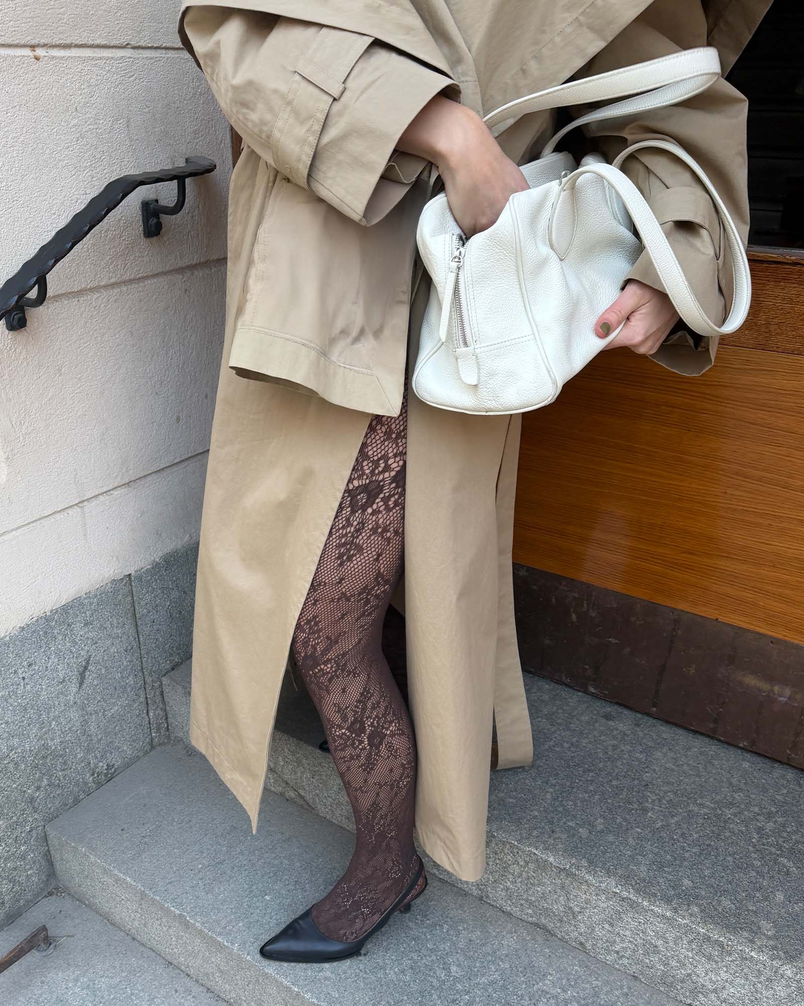 Rosa Lace Tights Dark Brown