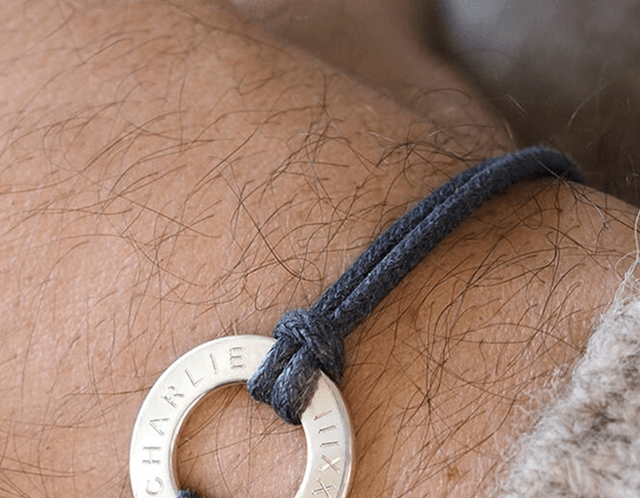Men's Personalised Cord Washer Bracelet