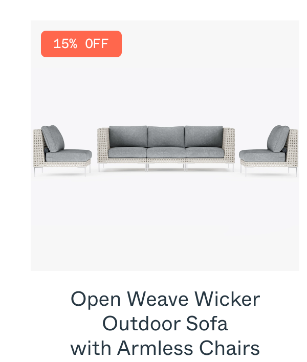 15% OFF Open Weave Wicker Outdoor Sofa with Armless Chairs