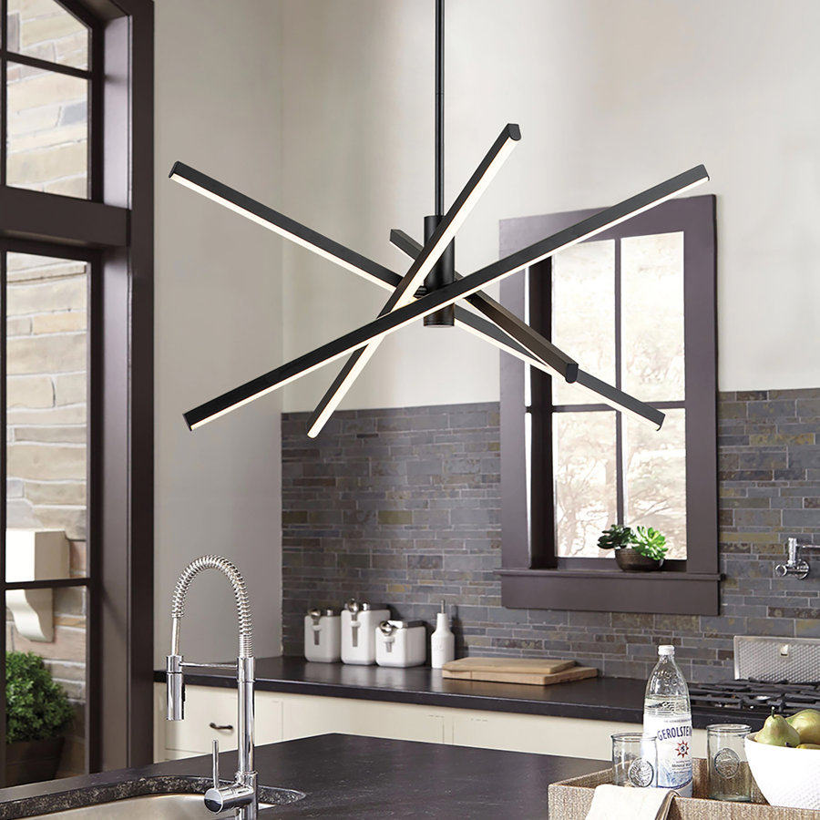 Burcker 4 - Light Aluminum Sputnik Modern Linear LED Chandelier