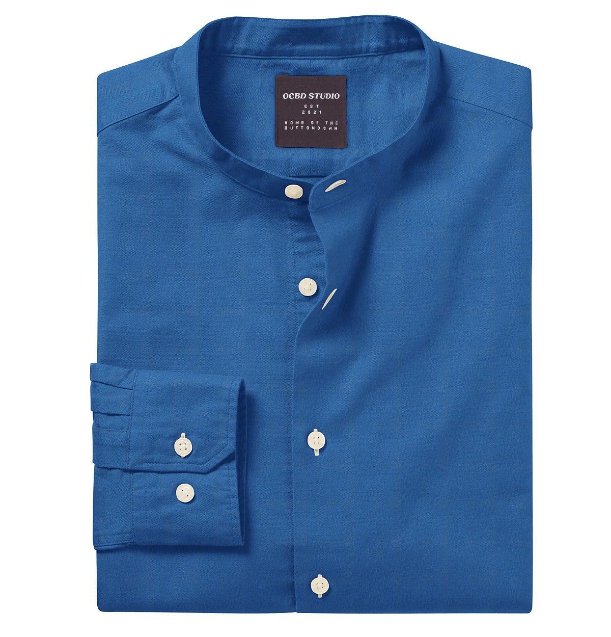 Image of Oxford - Band Collar - Long Sleeve - Cerulean