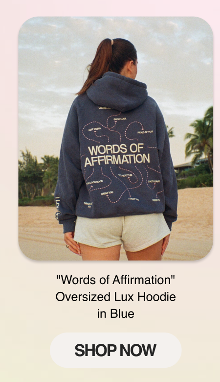 "Words of Affirmation" Oversized Lux Hoodie in Blue