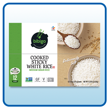 Bibigo, Cooked Sticky White Rice Bowls, Medium Grain, 7.4 oz, 12-Count