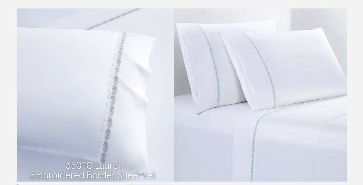 350TC Laurel Embroidered Border Sheet Set