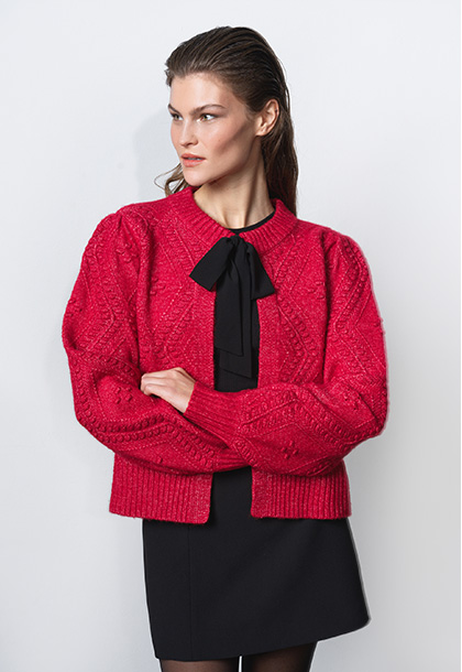 Kitty Recycled Bobble Bow Cardigan