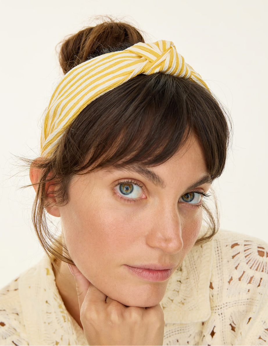 Ethel Yellow Stripe Knot Headband