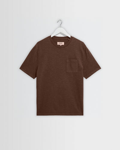 Dean - Brown Slub Cotton Pocket T-Shirt