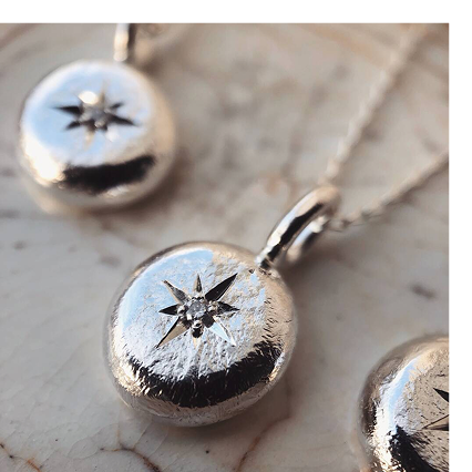 Silver North Star Diamond Pendant