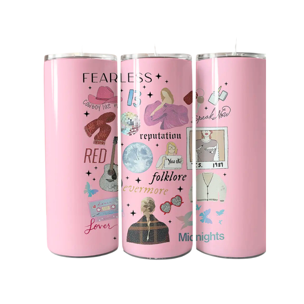Image of Taylor Eras Inspired Pop Music 20oz Skinny Tumbler