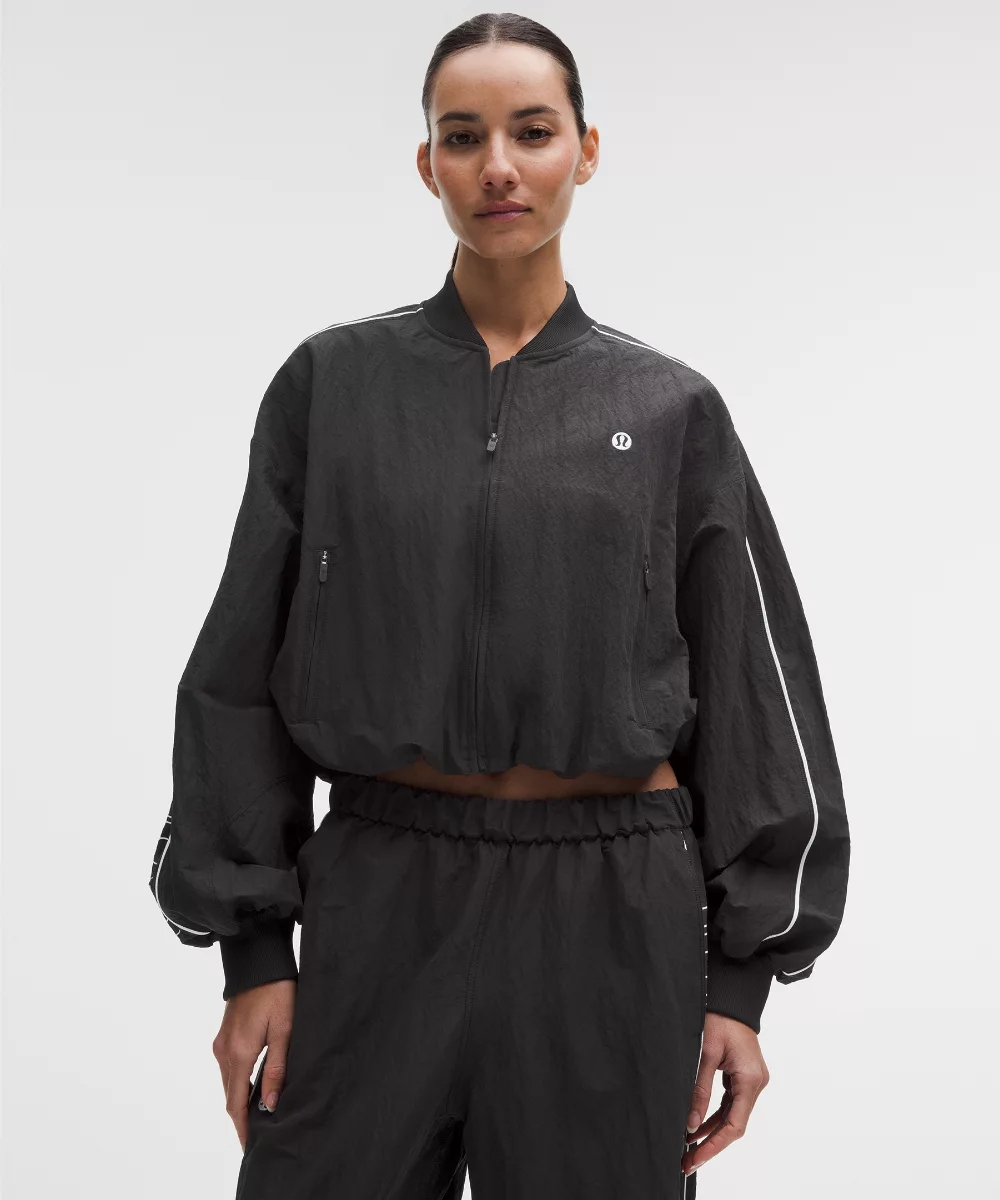 Crinkle Nylon Track Jacket Wordmark