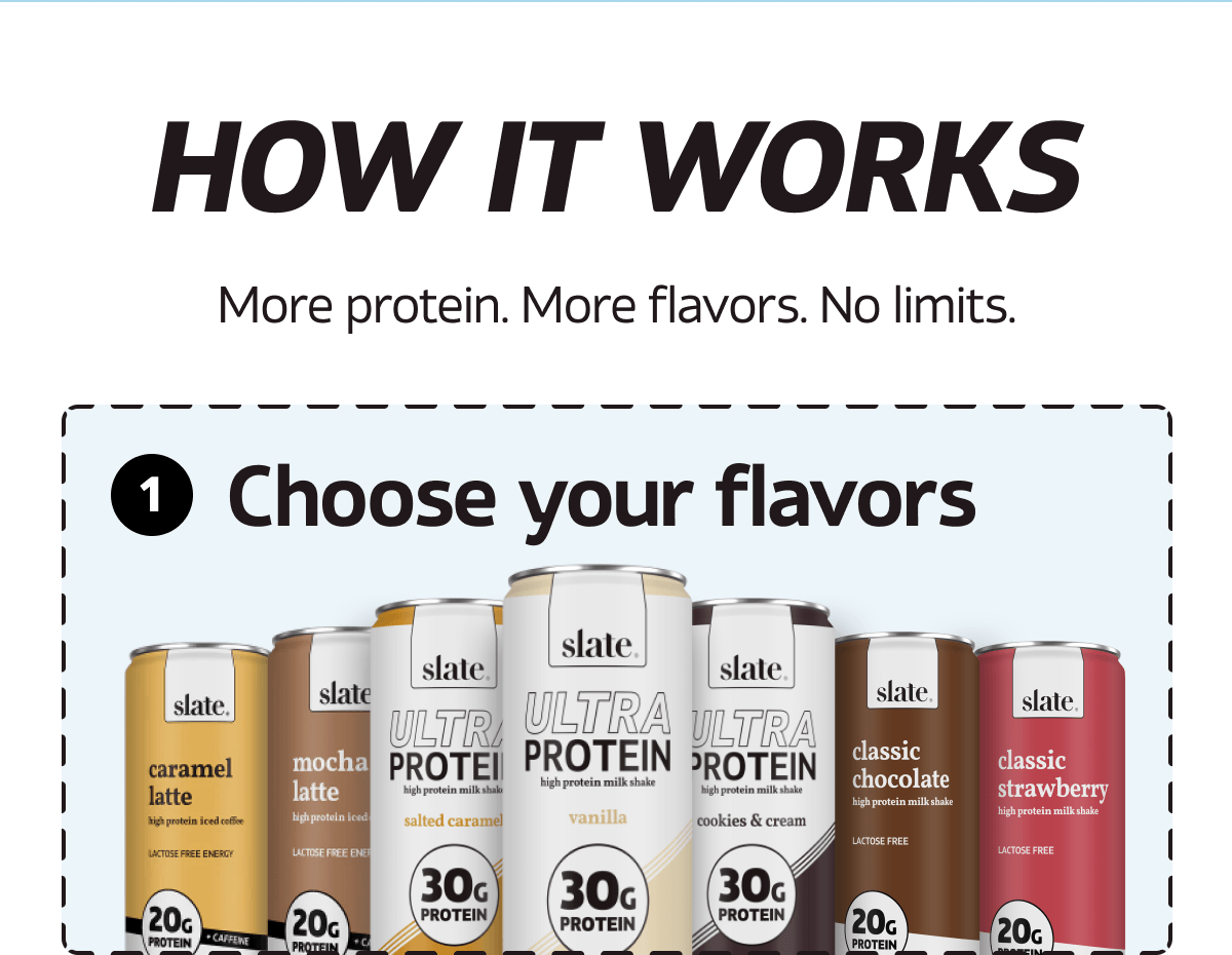 HOW IT WORKS | 1. Choose your flavors