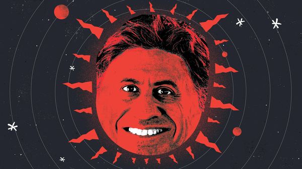 Illustration of Ed Miliband as a planet.