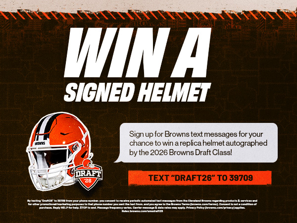 Sign Up for Browns Text Messages for a Chance to Win a Signed Helmet