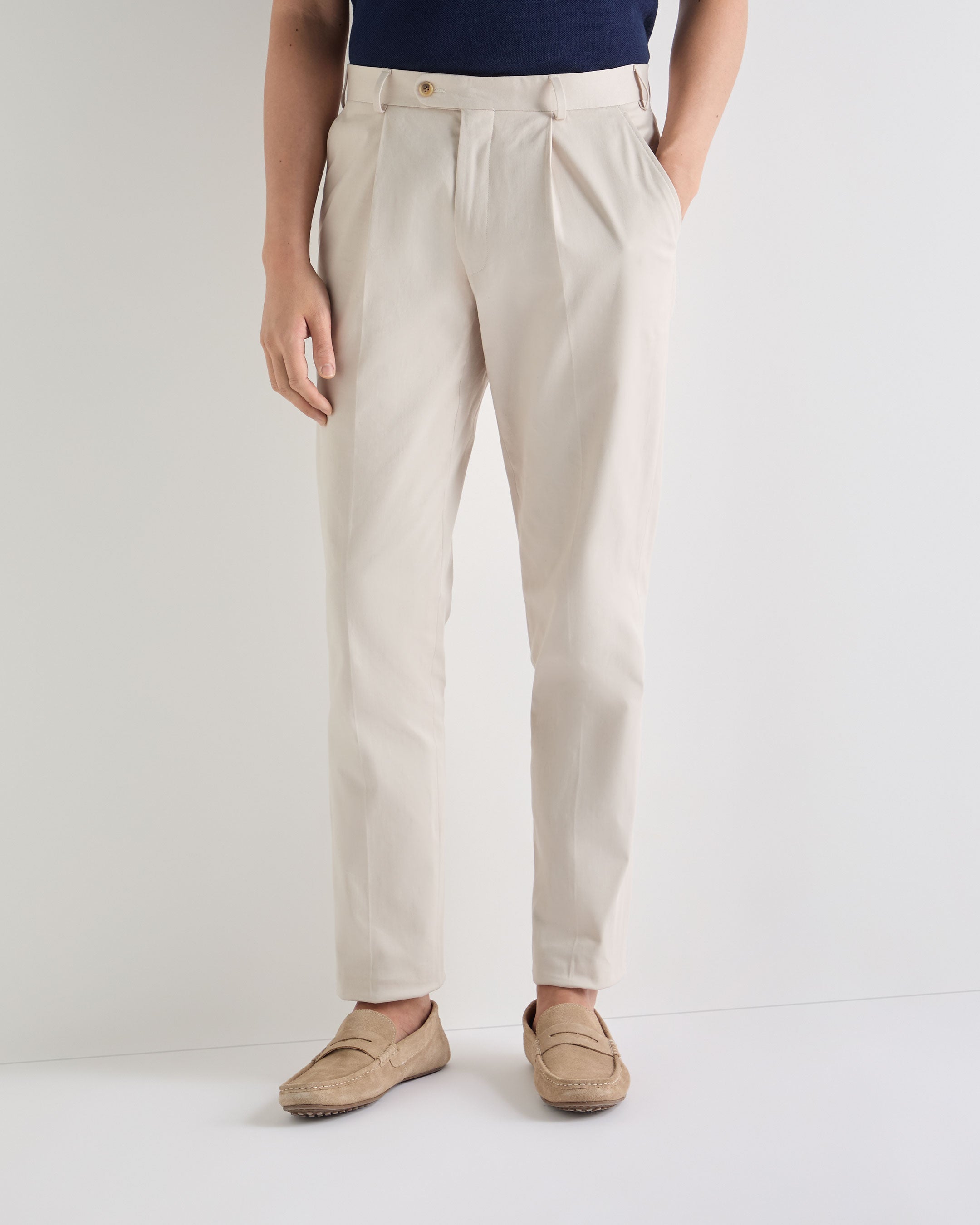 Image of Mens Atrani Cotton Trousers Stone Brown