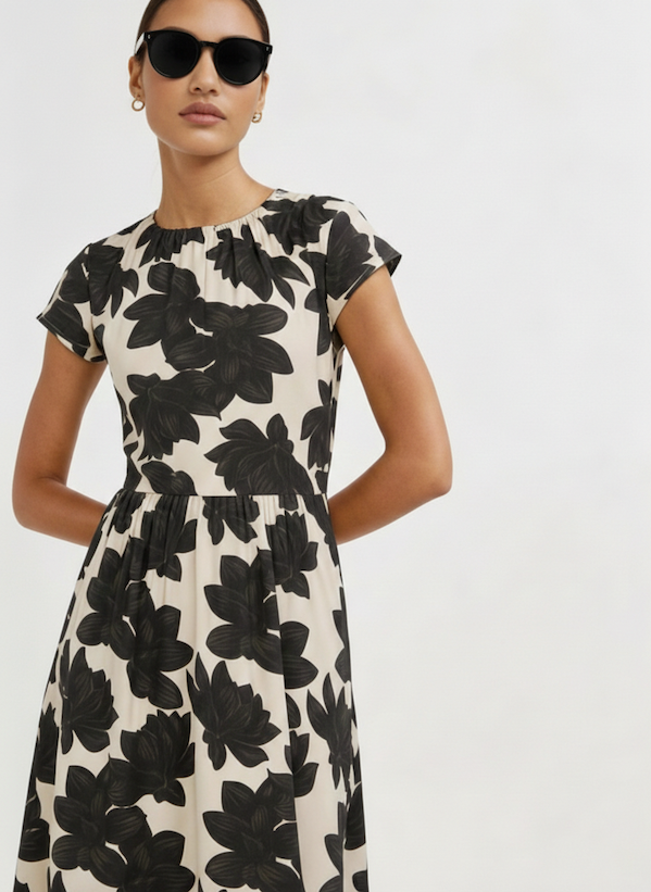 black & white floral dress
