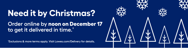 Need it by Christmas? Order online by noon on December 17  to get it delivered in time.†