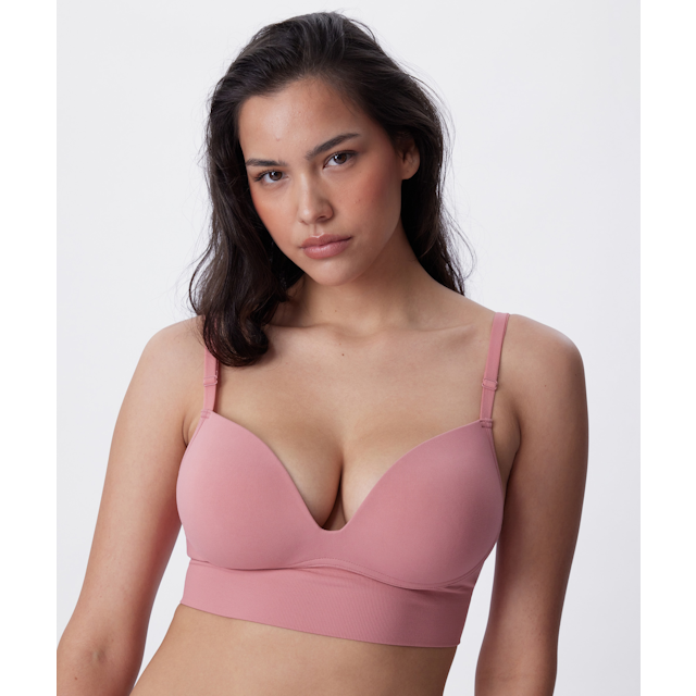Base Layers Longline Push Up Wirefree Bra - Rose