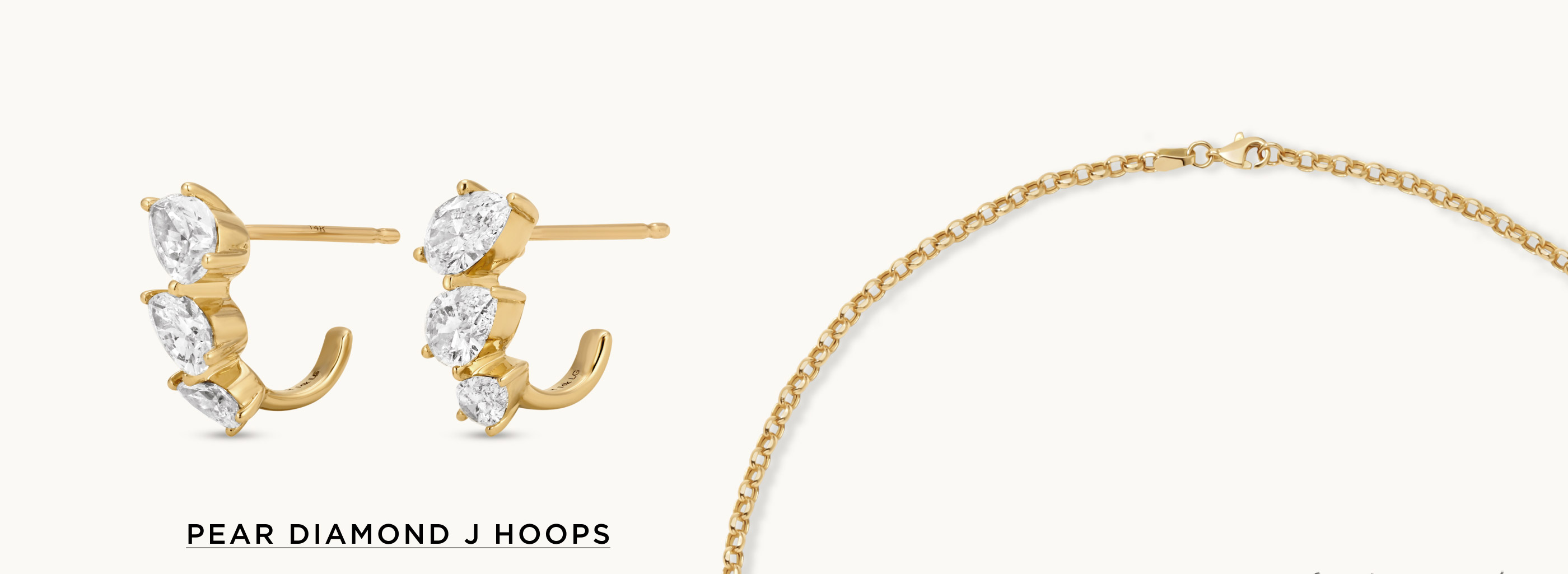 Pear Diamond J Hoops - Lab Grown