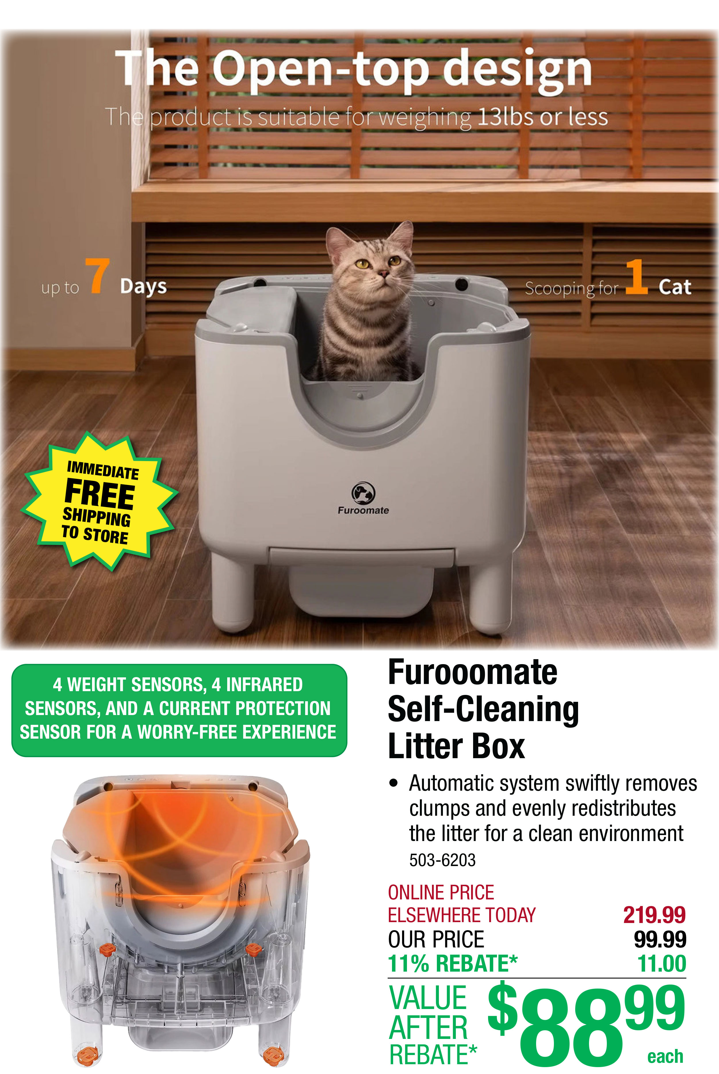 Furooomate Self-Cleaning Litter Box - ONLY $88.99 After Rebate*!