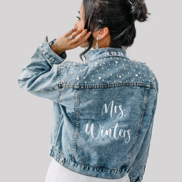 Embroidered Bride Denim Jacket, Bride Jean Jacket, Future Mrs Jacket, Custom Personalized Jacket, Wedding Jean Jacket, Wedding Gift, Bride