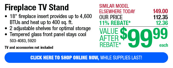 Fireplace TV Stand - Free Shipping To Store!