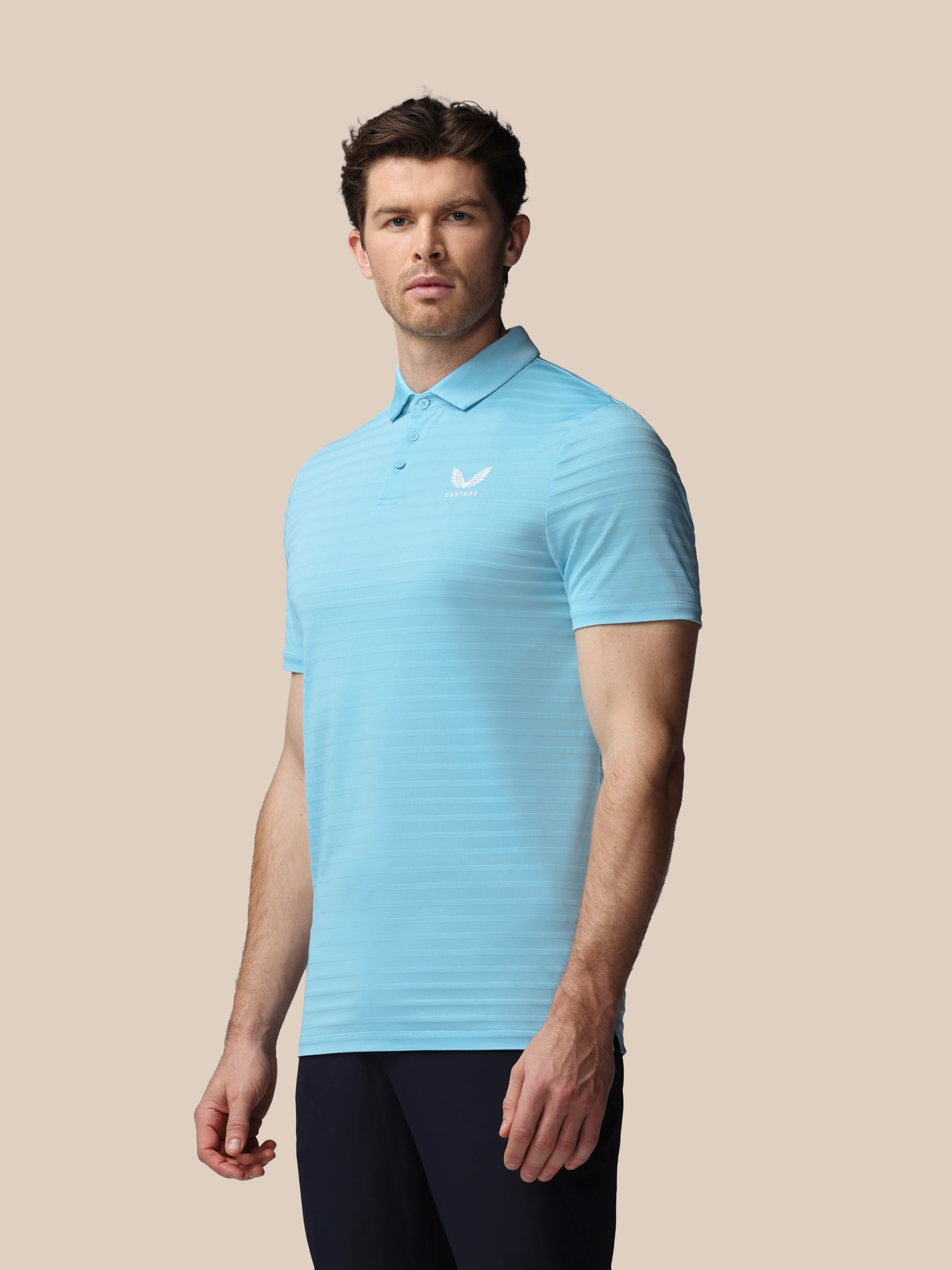 Image of Men’s Golf Pique Stripe Short Sleeve Polo Top - Blue