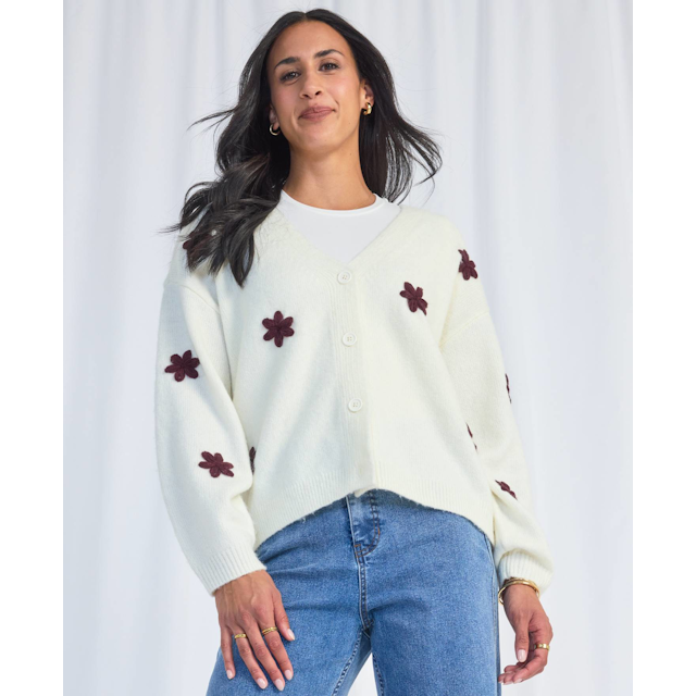 Women's Embroidered Flower Cardigan