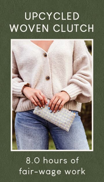 Upcycled Woven Clutch Neutral