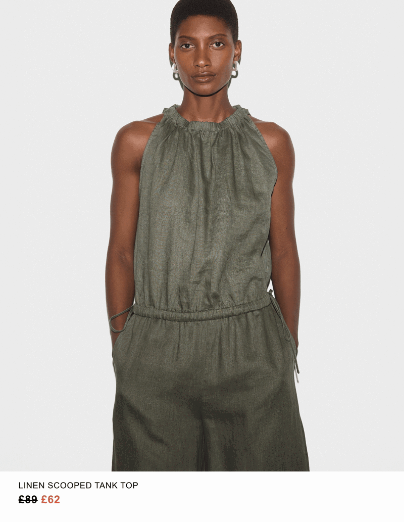 Linen Scooped Tank Top