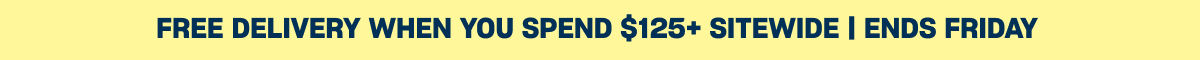 FREE DELIVERY WHEN YOU SPEND $125+ SITEWIDE | ENDS FRIDAY&nbsp;