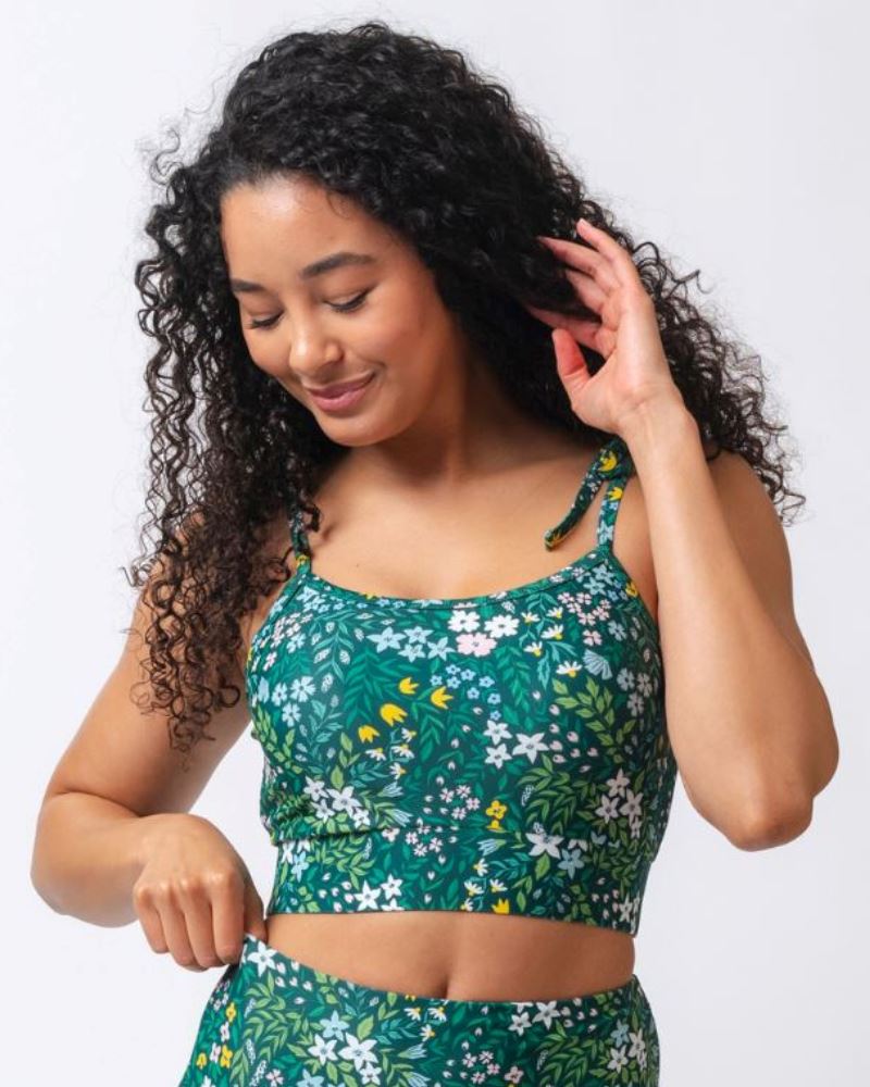 Image of Cottage Floral Shoulder-Tie Crop Top