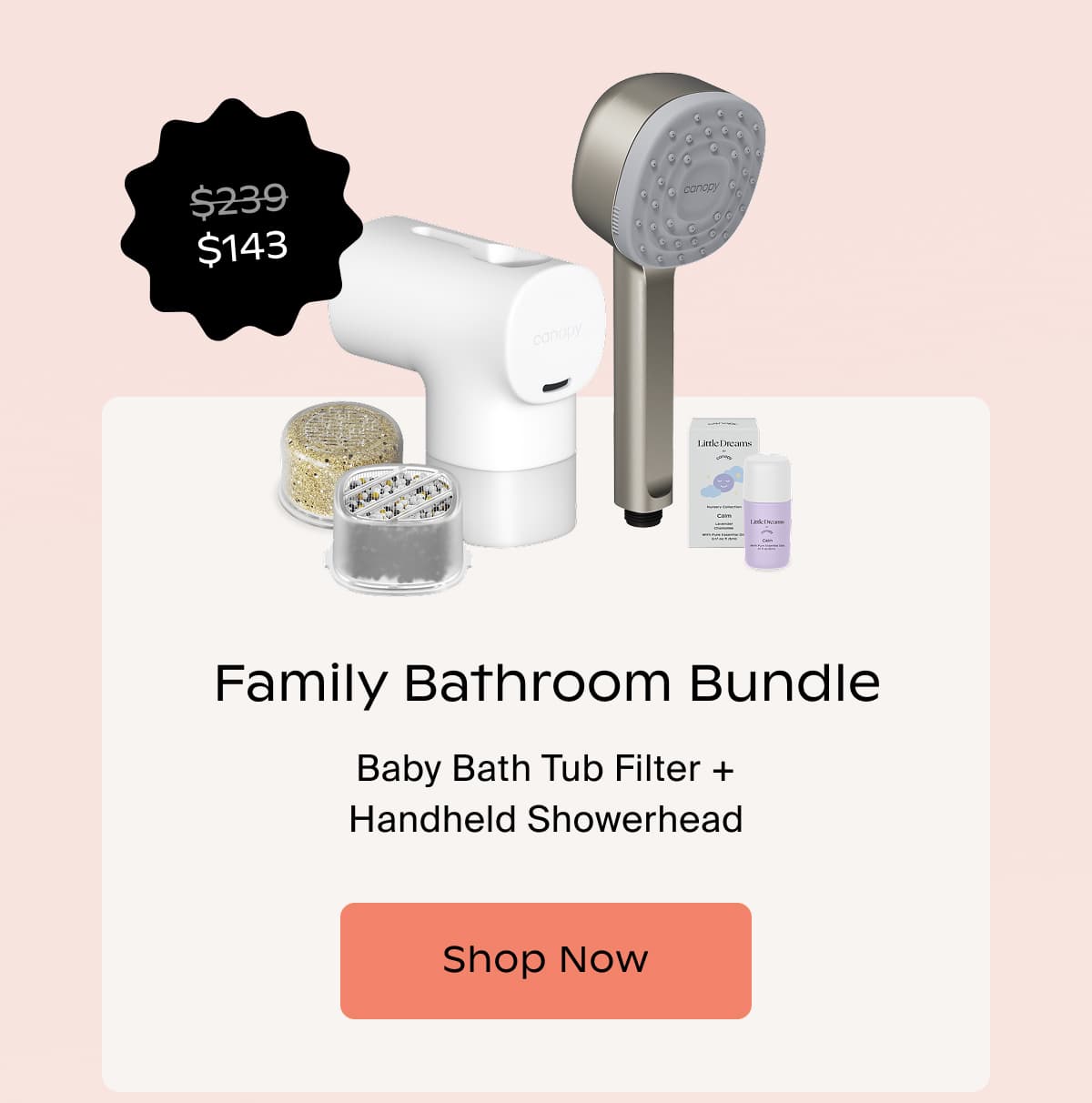 Family Bathroom Bundle | Baby Bath Tub Filter + Handheld Showerhead | Shop Now