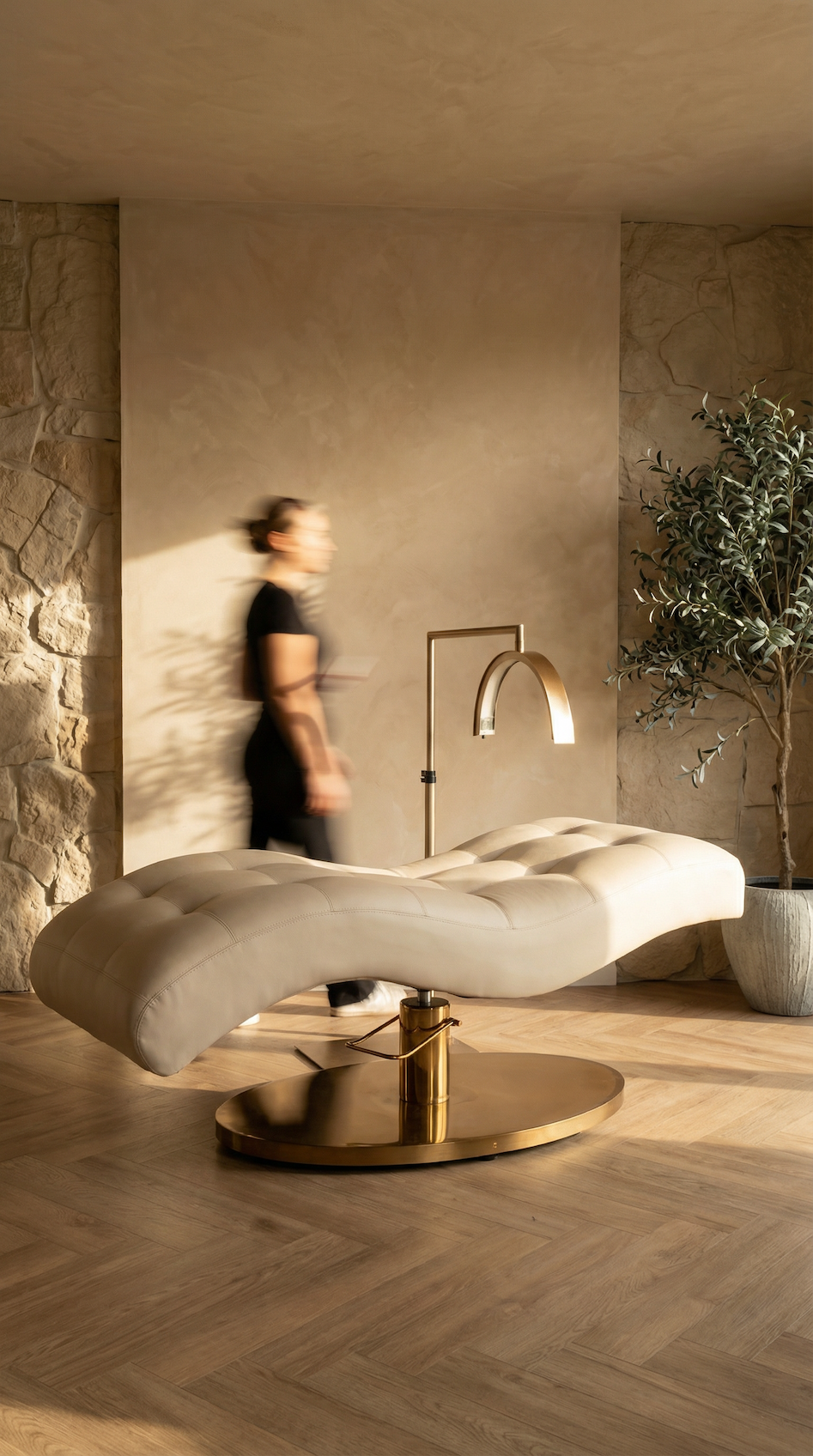 PLUSH + OAK Edda Cloud® Ergonomic Curved Beauty Beds in a salon.