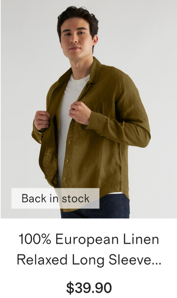 100% European Linen Relaxed Long Sleeve...