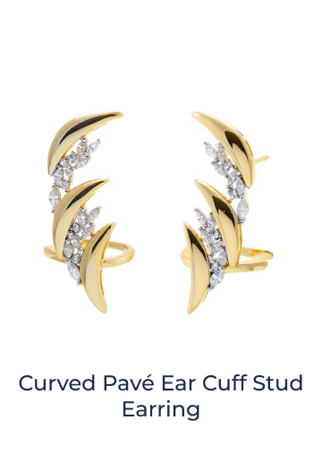 Curved Pave Ear Cuff Stud Earring
