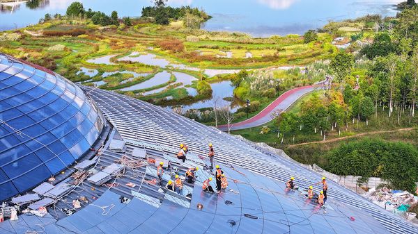 Workers at the construction site of key projects in Liangping High-tech Zone in Chongqing, China
