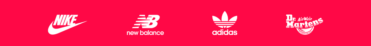 An image of a Nike logo, a New Balance logo, an adidas logo and a Dr. Martens logo