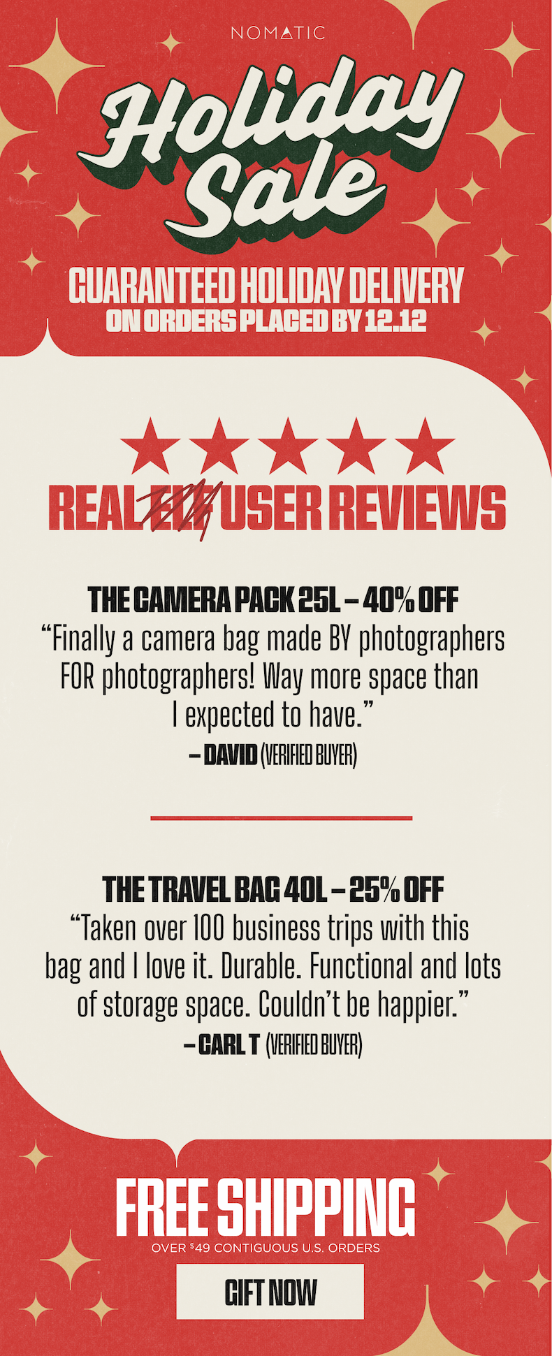 Five star rating graphic with Real User Reviews text