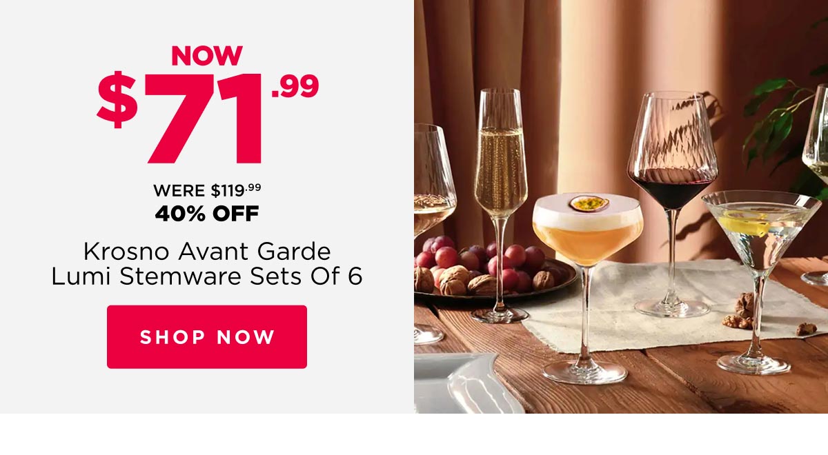 Krosno Avant Garde Lumi Stemware Sets of 6 