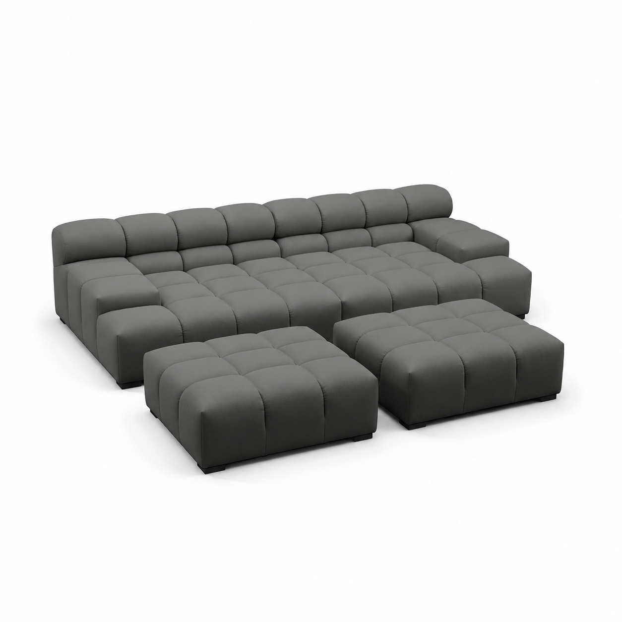Image of Tufted Extra Deep Outdoor Sunbrella Sofa and Ottomans