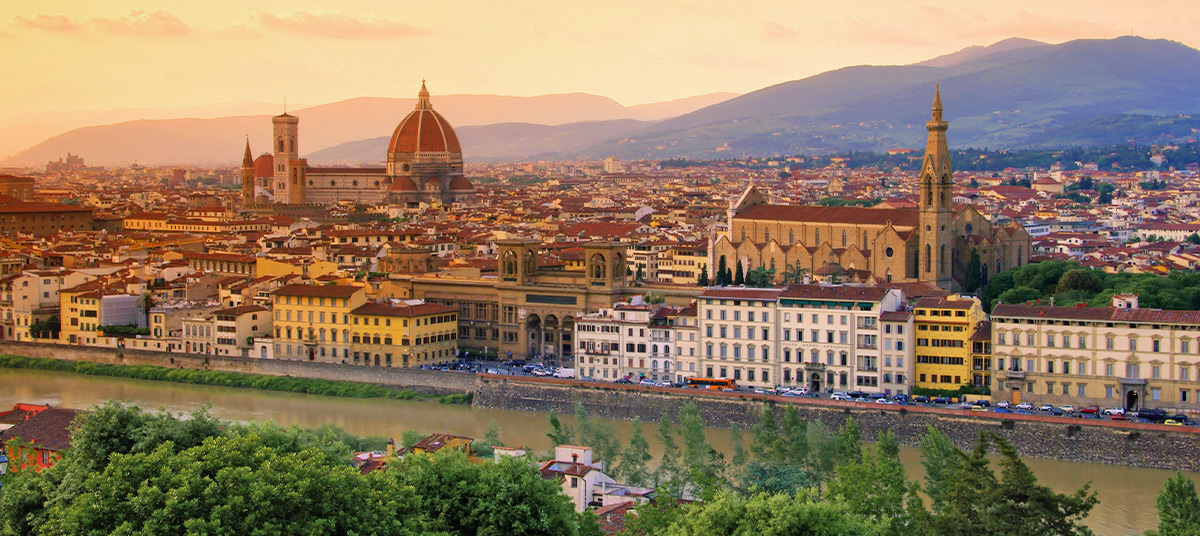 Arno River Orange Sunset Aerial Florence
