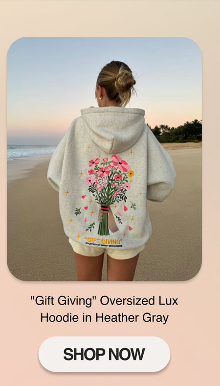 "Gift Giving" Oversized Lux Hoodie in Heather Gray