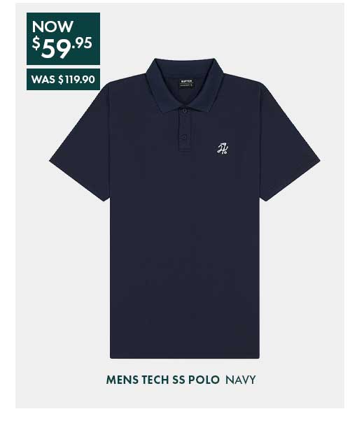 MENS TECH SS POLO NAVY