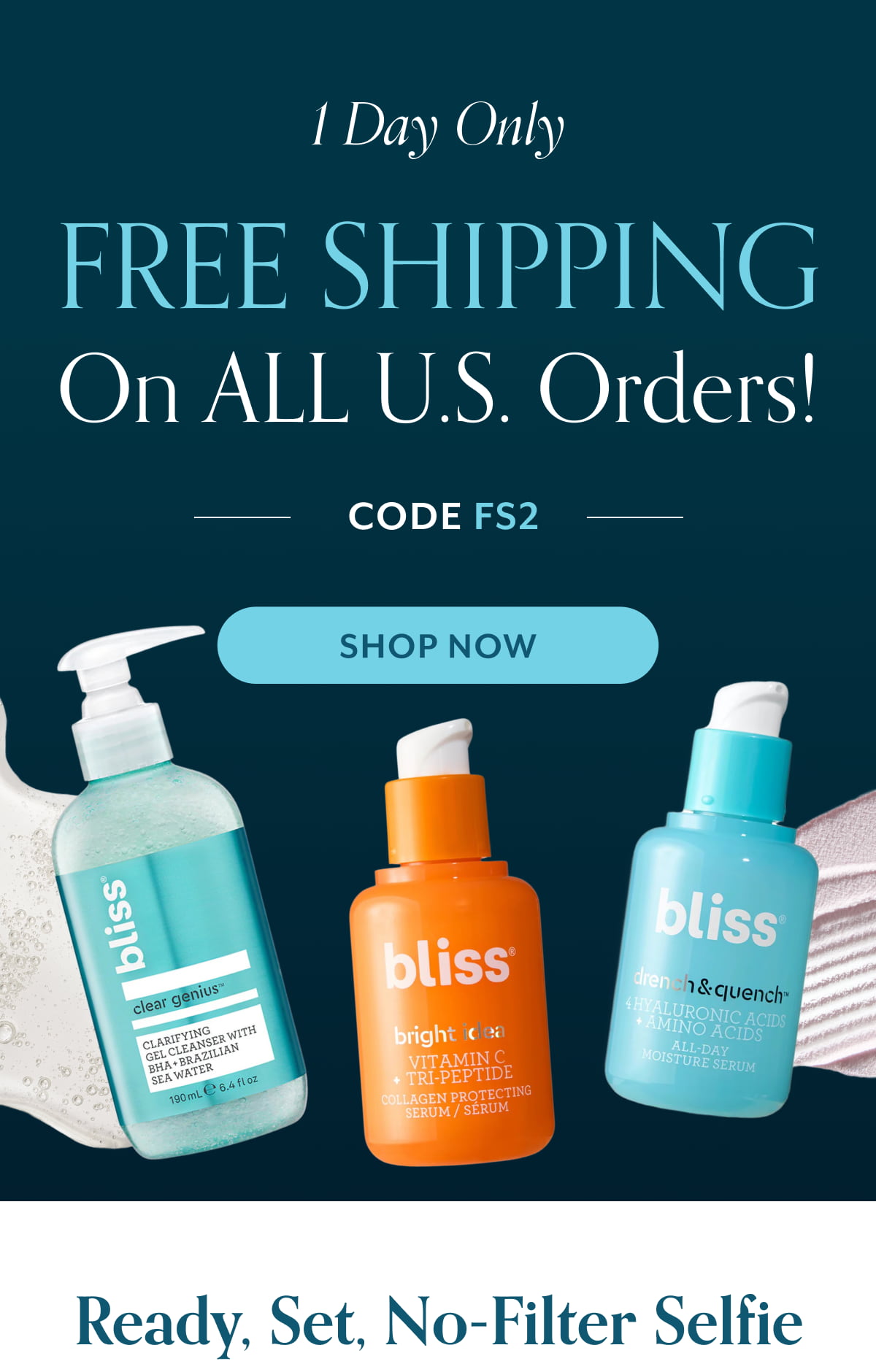 1 Day Only FREE Shipping On ALL U.S. Orders!