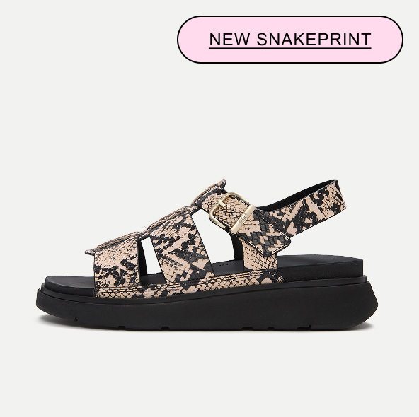 GEN-FF Leather Fisherman Sandals - Taupe Snake