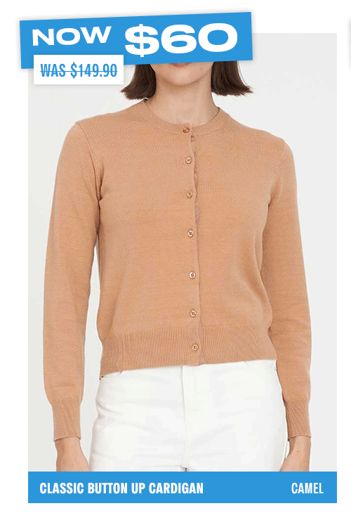 CLASSIC BUTTON UP CARDIGAN CAMEL