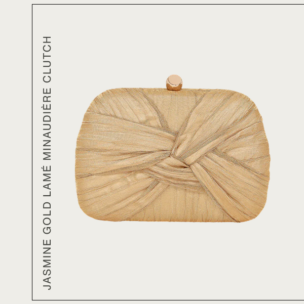 Jasmine Gold Lamé Minaudiėre Clutch